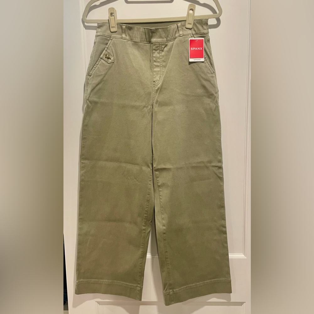 SPANX Olive Oil Stretch Twill Cropped Pants